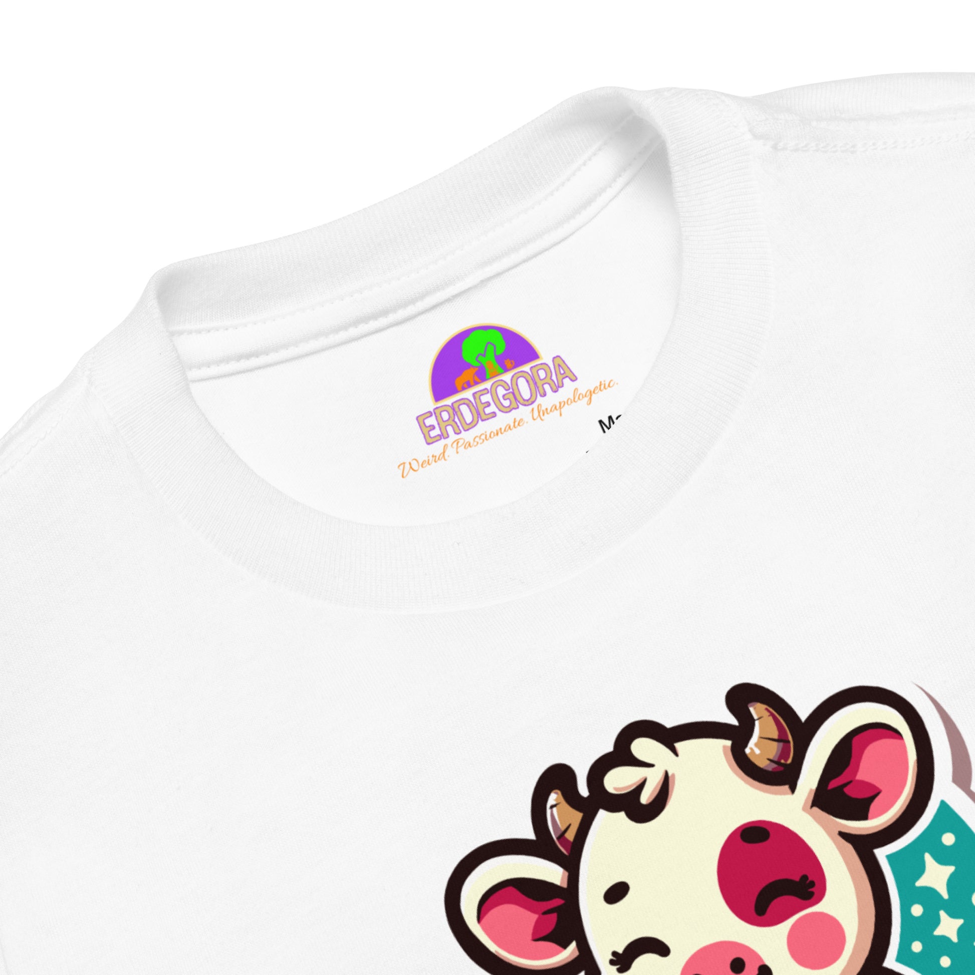 Toddler Short Sleeve Tee Cow Drinking SOY Milk - ErdeGora