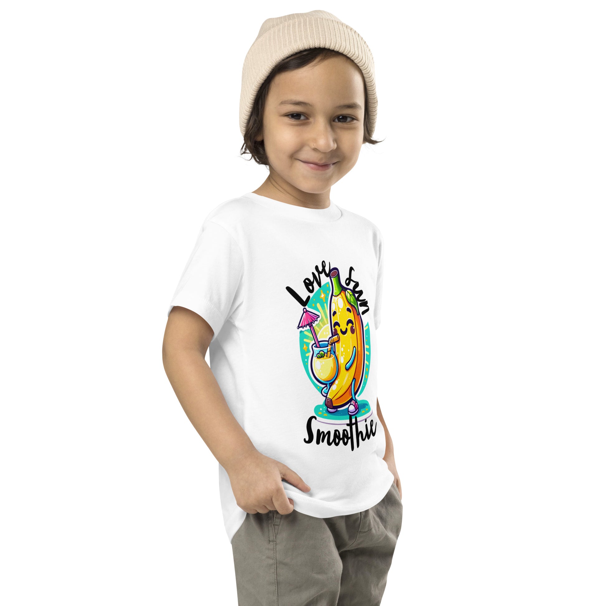 Toddler Short Sleeve Tee Love, Sun & Banana Smoothie - ErdeGora