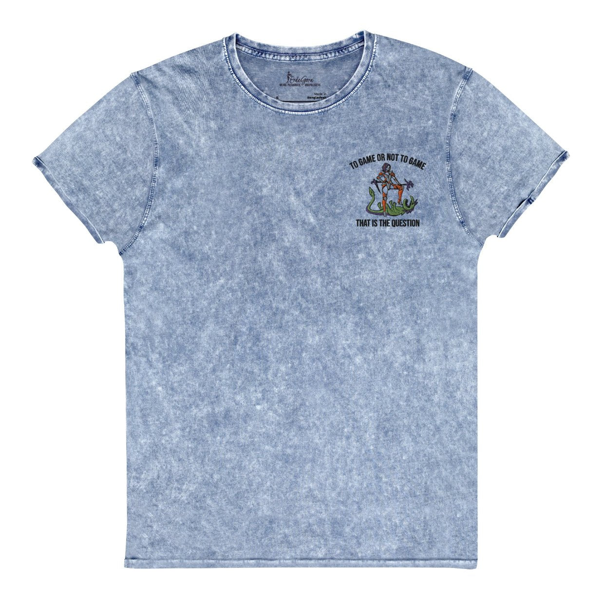 Embroidered Unisex Denim T-Shirt To Game Or Not To Game, That Is The Question - ErdeGora