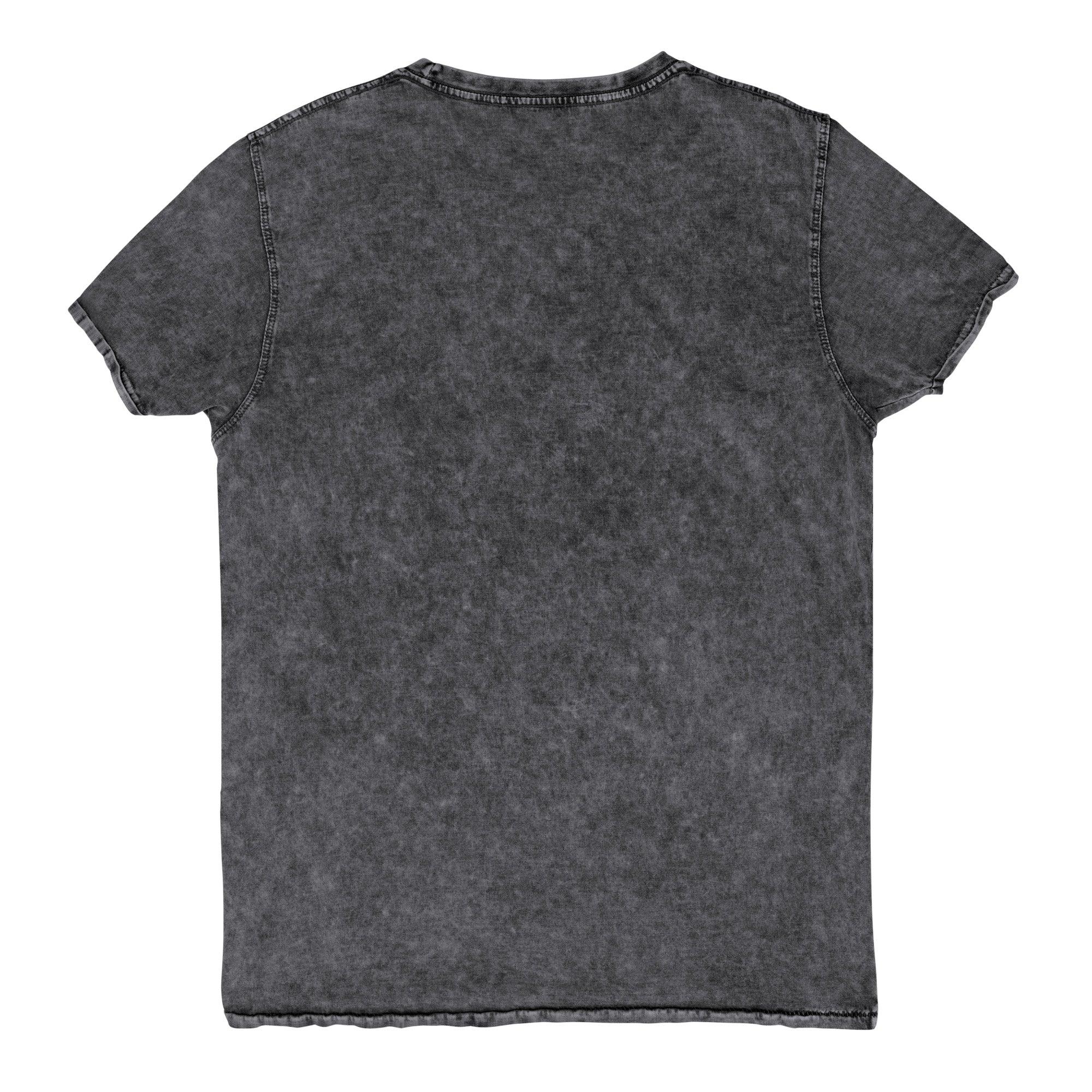 flat lay of the denim tshirt, back view