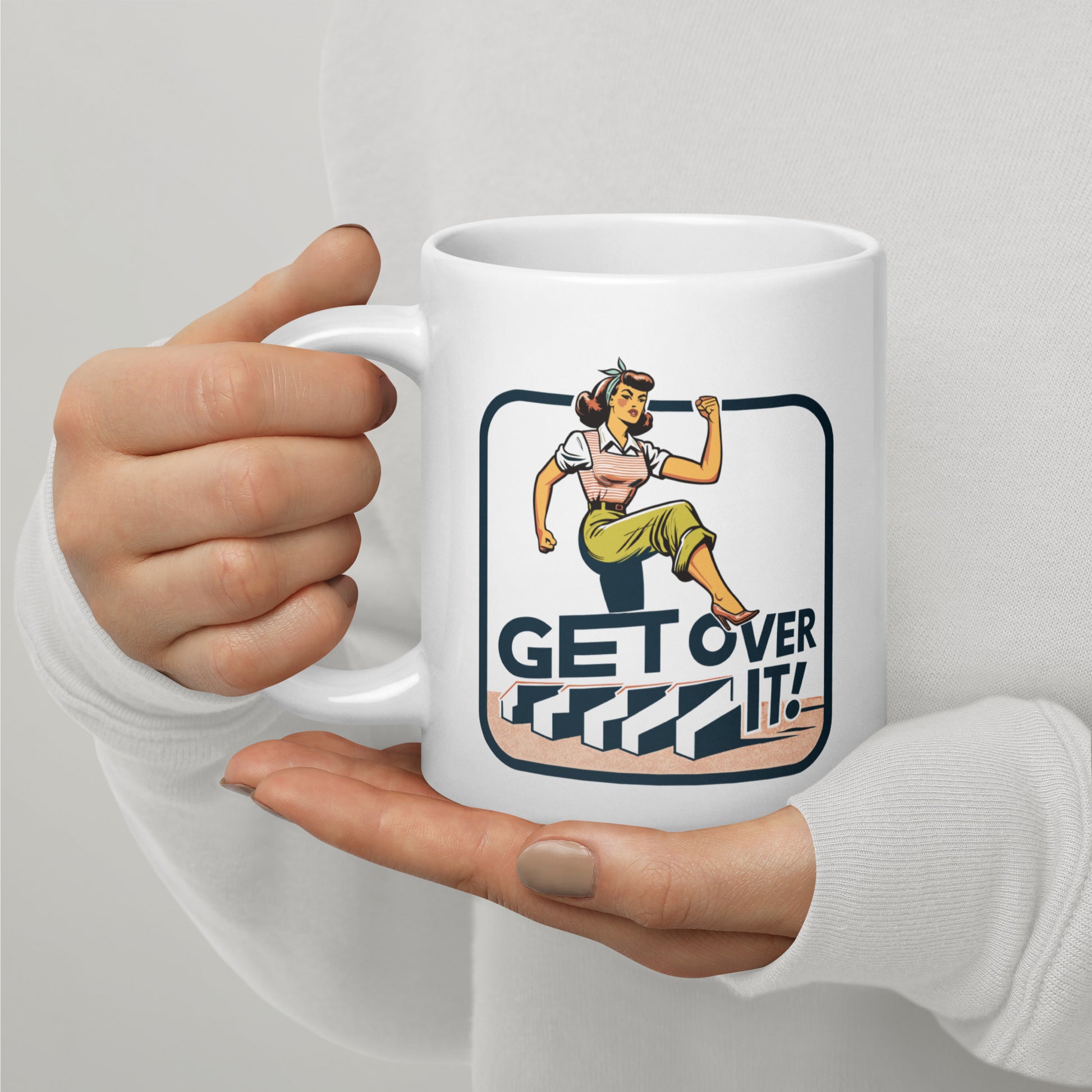 White Glossy Mug Get Over It - ErdeGora