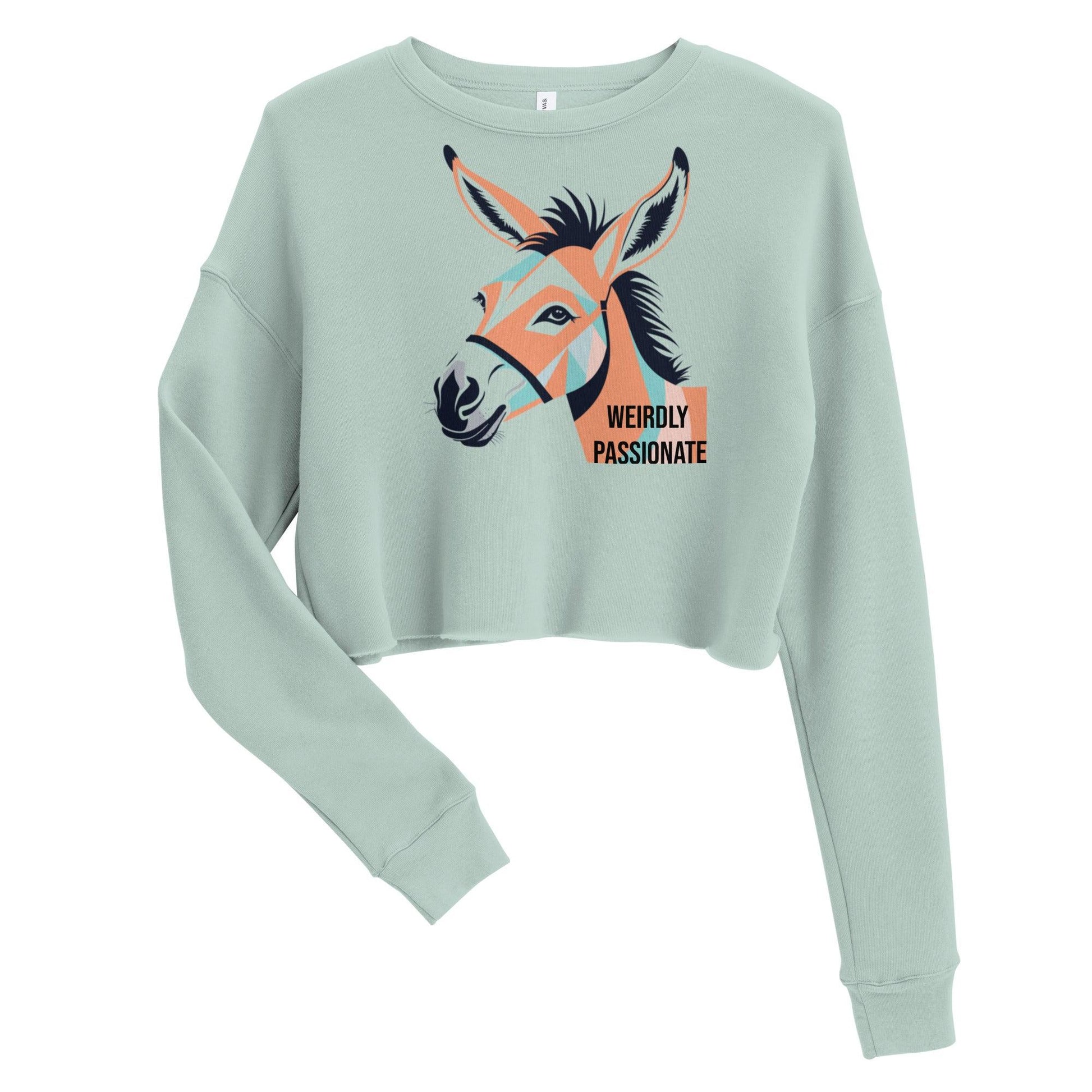 Women’s Crop Sweatshirt Weirdly Passionate - ErdeGora