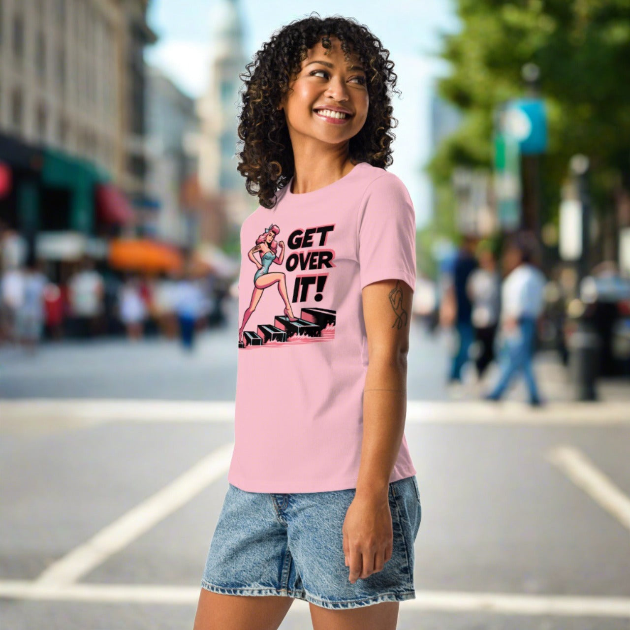 Women's Relaxed T-Shirt Get Over IT! - ErdeGora