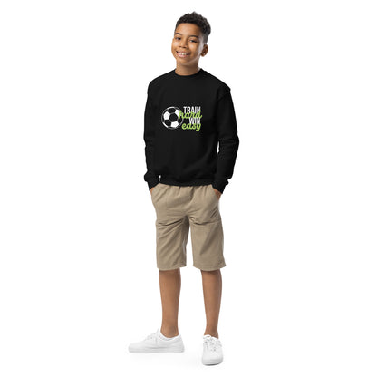 Youth Crewneck Sweatshirt Train Hard Win Easy - ErdeGora