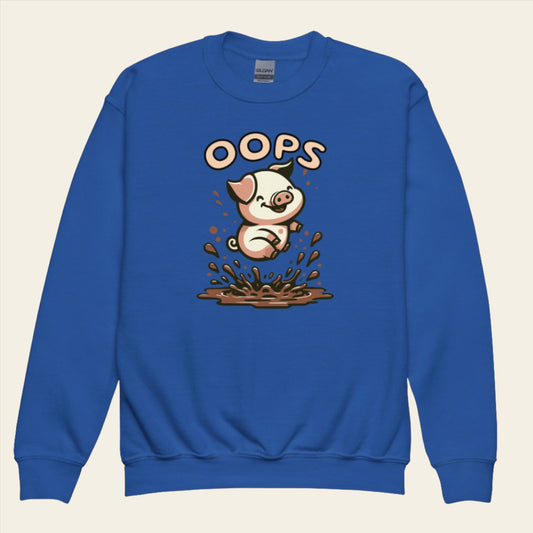 Youth Crewneck Sweatshirt Oops Muddy Freaking Puddles! - ErdeGora