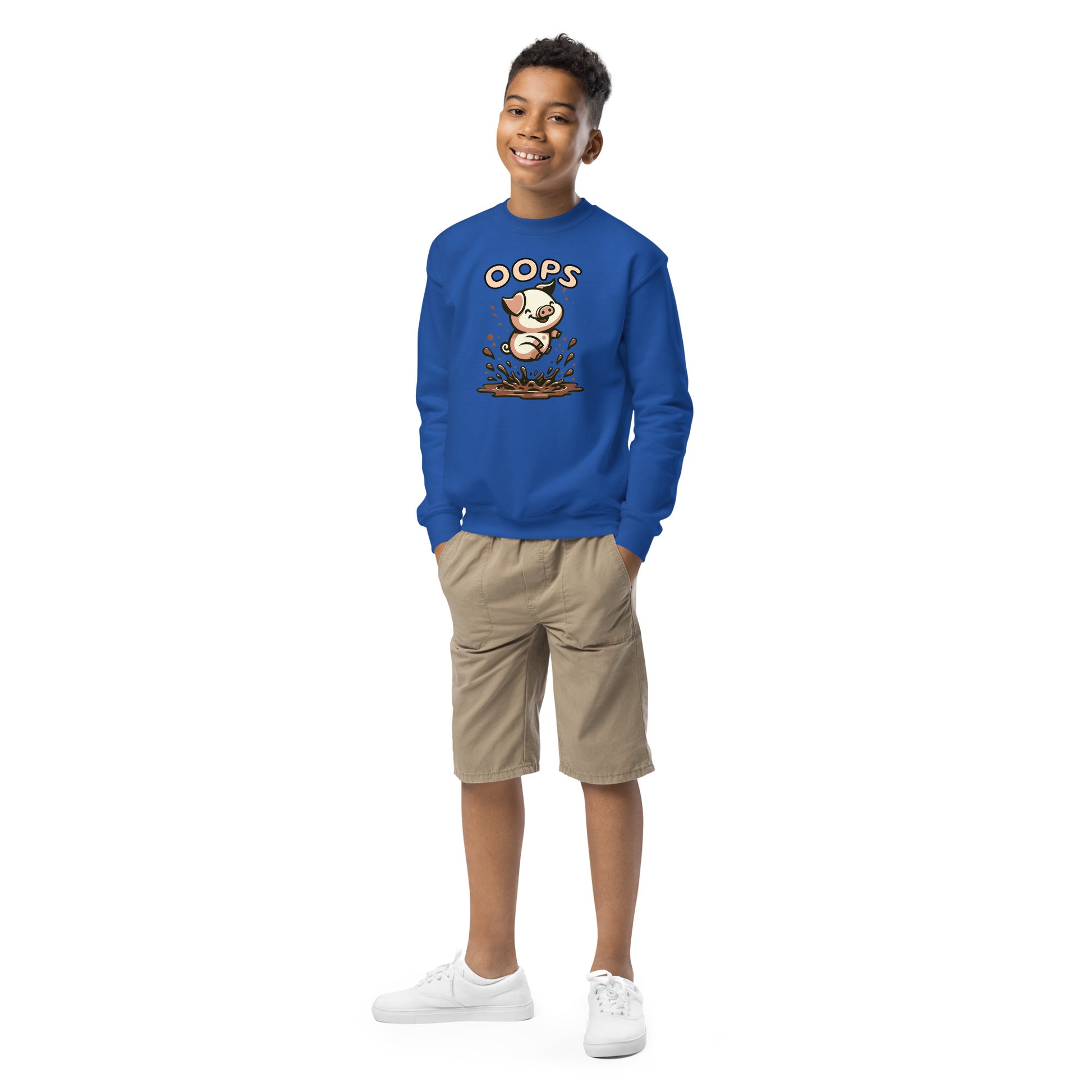 Youth Crewneck Sweatshirt Oops Muddy Freaking Puddles! - ErdeGora