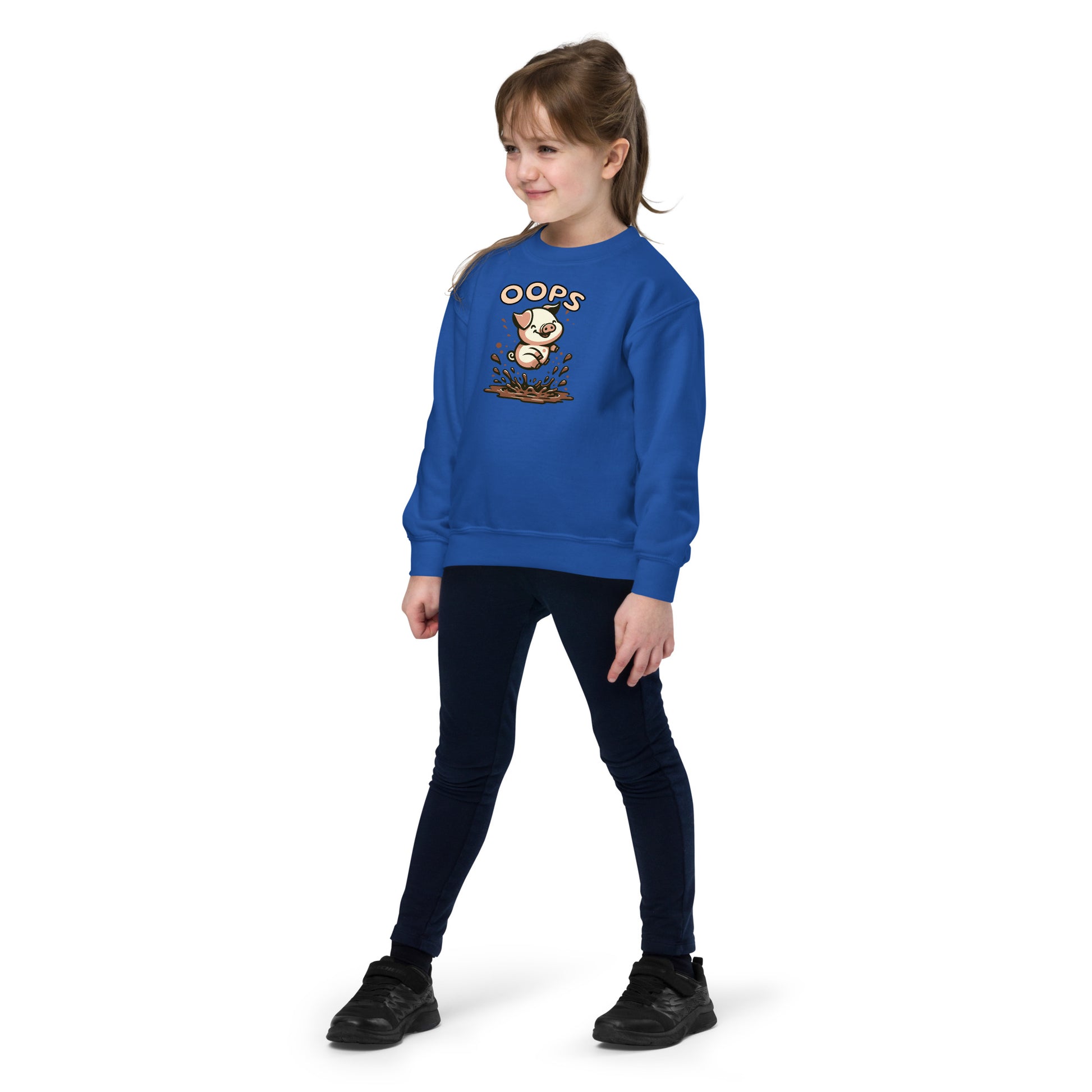 Youth Crewneck Sweatshirt Oops Muddy Freaking Puddles! - ErdeGora