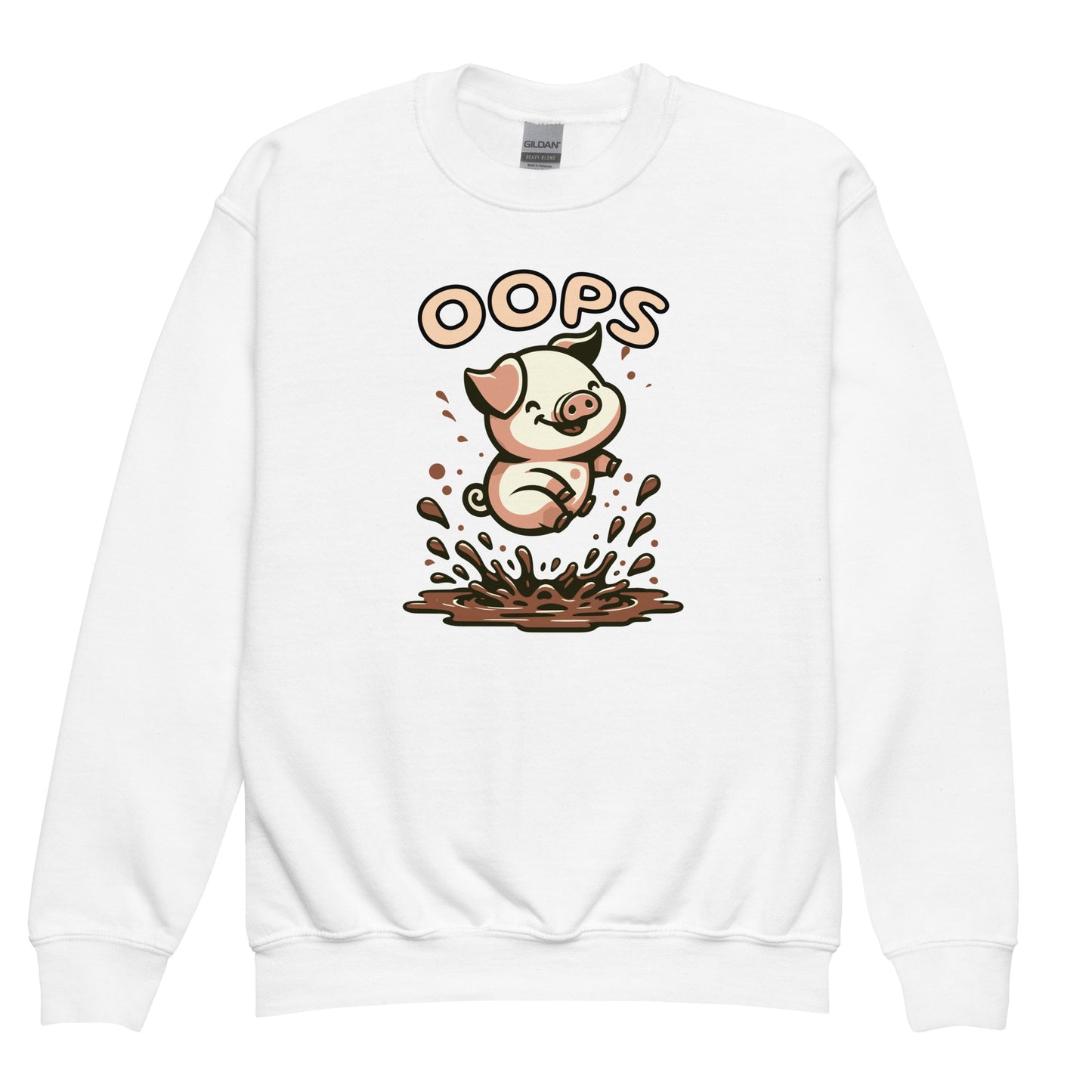 Youth Crewneck Sweatshirt Oops Muddy Freaking Puddles! - ErdeGora